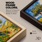 This impasto style painting features a single tree with thick textured brushstrokes in vibrant greens and yellows set against a bright blue sky and rolling hills, capturing a lively Mediterranean landscape with expressive, dynamic strokes and rich color contrasts.