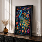 Peacock Bird Wall Art Indian Peafowl Floral Nature Symbol Gift Living Room Home Decor
