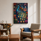 Peacock Bird Wall Art Indian Peafowl Floral Nature Symbol Gift Living Room Home Decor