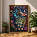 Peacock Bird Wall Art Indian Peafowl Floral Nature Symbol Gift Living Room Home Decor