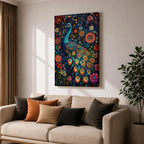 Peacock Bird Wall Art Indian Peafowl Floral Nature Symbol Gift Living Room Home Decor