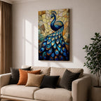 Peacock Bird Wall Art Royal Indian Peafowl Stained Glass Gift Living Room Home Decor