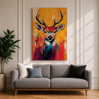 Deer Forest Wildlife Animal Wall Art Buck Abstract Nature Gift Living Room Home Decor