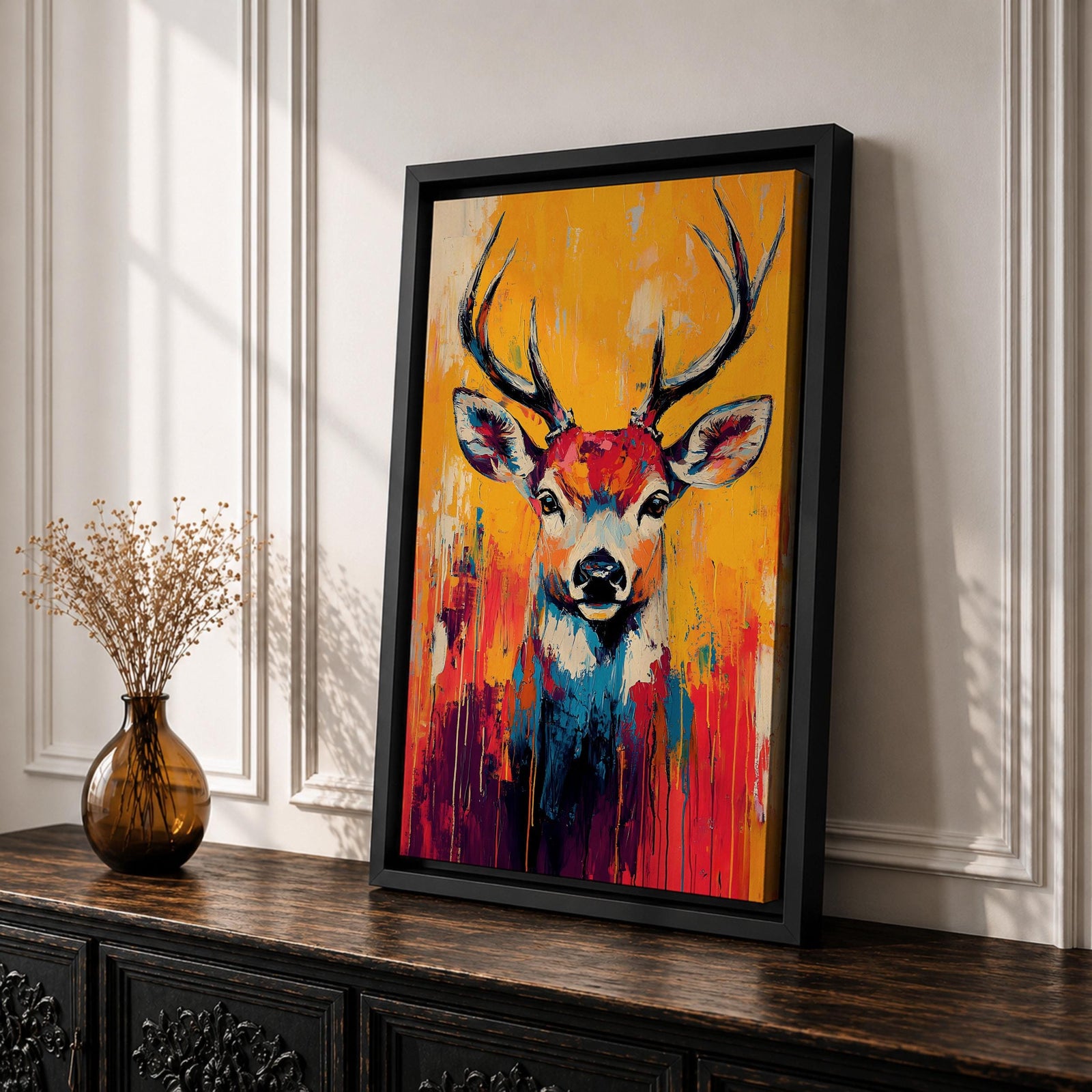 Deer Forest Wildlife Animal Wall Art Buck Abstract Nature Gift Living Room Home Decor