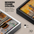 Artwork of the Kaaba in Masjid Al Haram surrounded by thousands of Hajj pilgrims performing tawaf, with tall mosque minarets and the Abraj Al Bait clock tower rising over the Mecca skyline, painted in warm golden tones with expressive modern brush textures capturing the spiritual energy of the sacred pilgrimage.