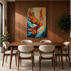 Phoenix Bird Mythical Wall Art Firebird Rising Abstract Symbol Gift Living Room Home Decor