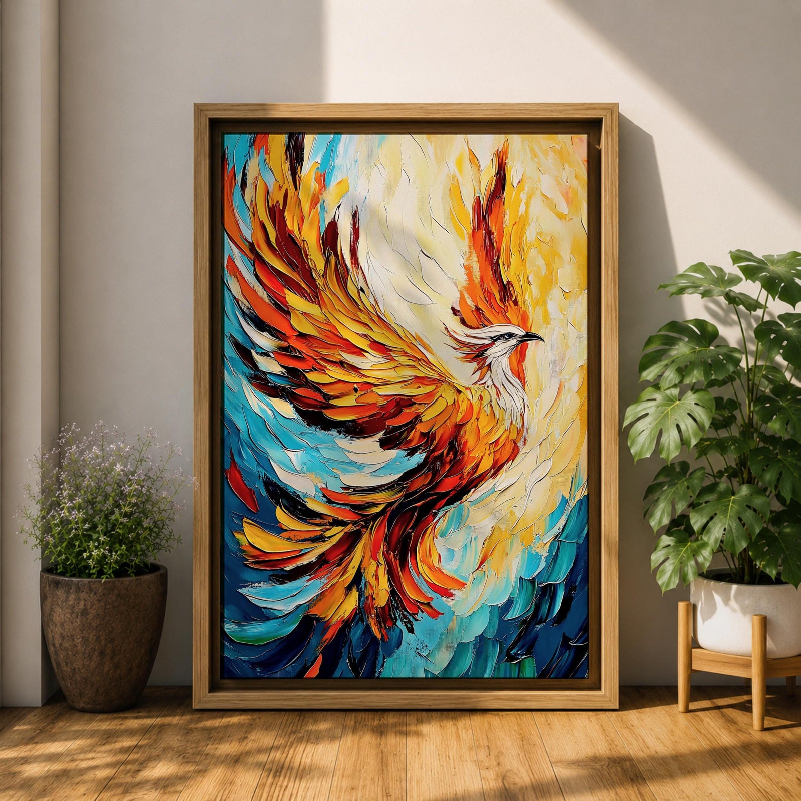 Phoenix Bird Mythical Wall Art Firebird Rising Abstract Symbol Gift Living Room Home Decor