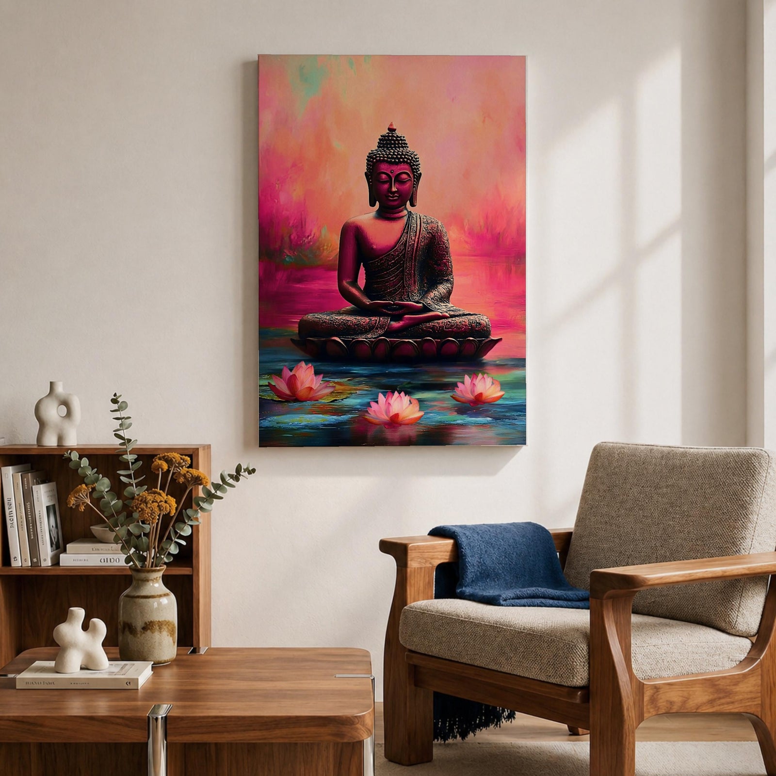 Shakyamuni Buddha Buddhist Wall Art Lotus Throne Religious Symbol Gift Meditation Room Home Decor