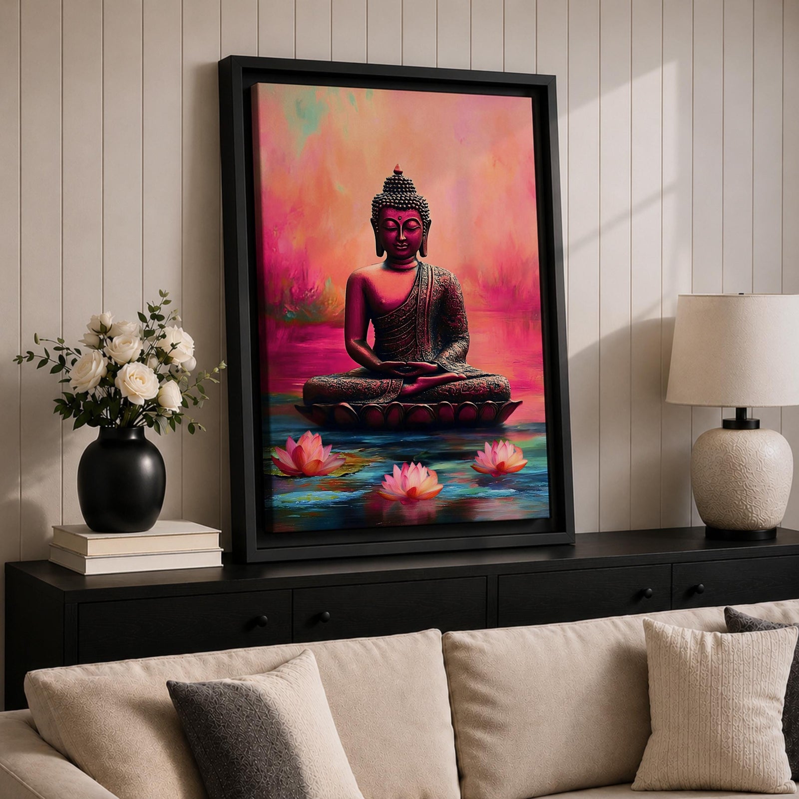 Shakyamuni Buddha Buddhist Wall Art Lotus Throne Religious Symbol Gift Meditation Room Home Decor