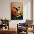 Hummingbird Nectar Bird Wall Art Floral Bloom Nature Abstract Gift Living Room Home Decor