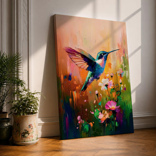 Hummingbird Nectar Bird Wall Art Floral Bloom Nature Abstract Gift Living Room Home Decor
