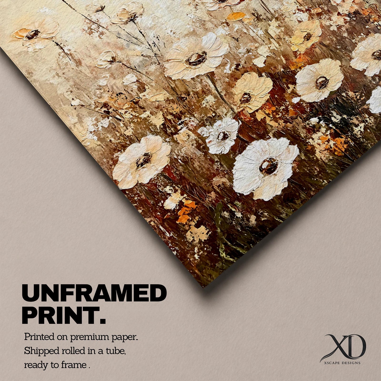 A vintage-style framed canvas painting depicting a wildflower bouquet with delicate, textured flowers and tall stems against a muted background. The artwork features a rustic, botanical aesthetic with soft, natural tones and a cottagecore vibe, emphasizing floral beauty in an antique visual style.