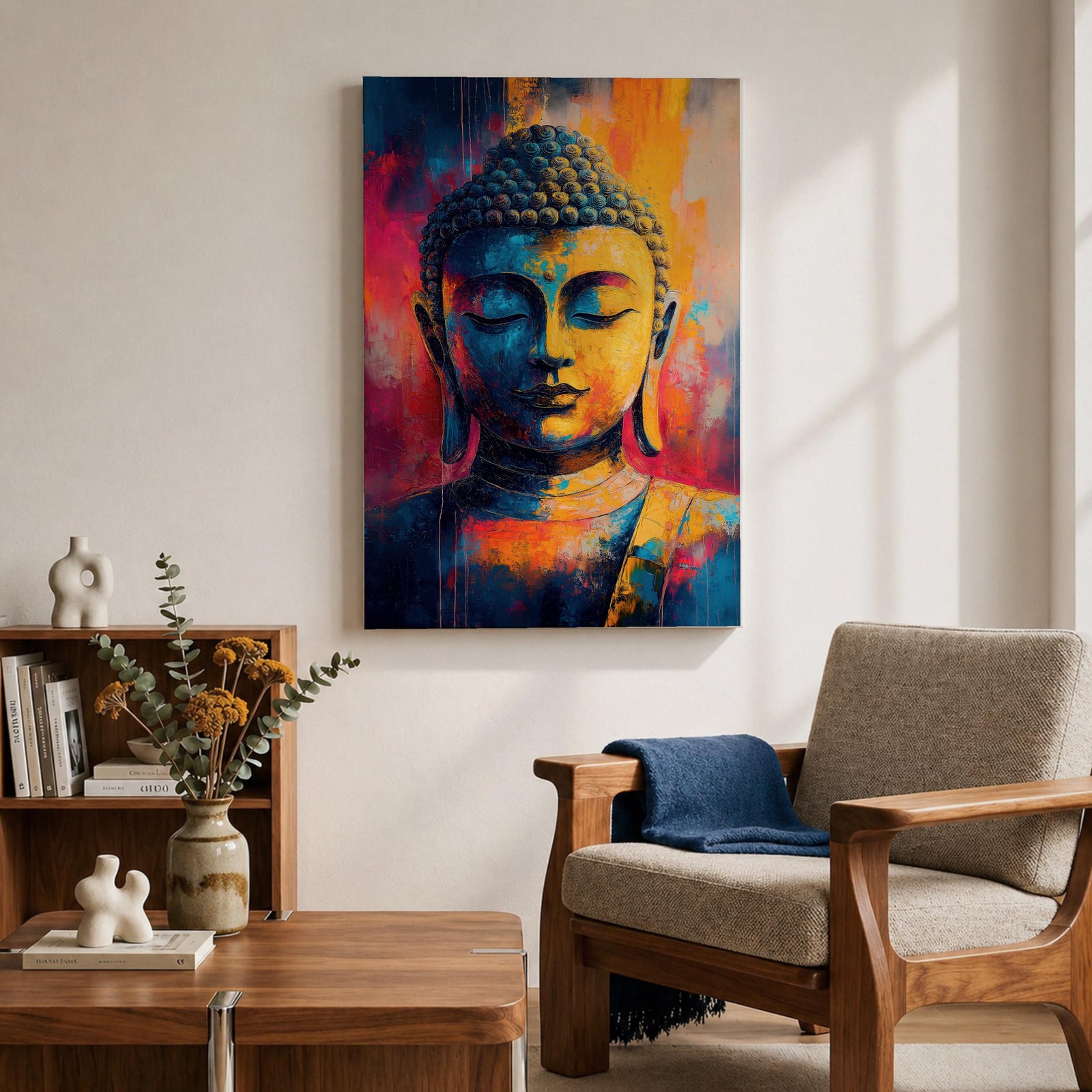 Buddha Buddhist Wall Art Gautama Shakyamuni Abstract Zen Gift Yoga Studio Room Home Decor