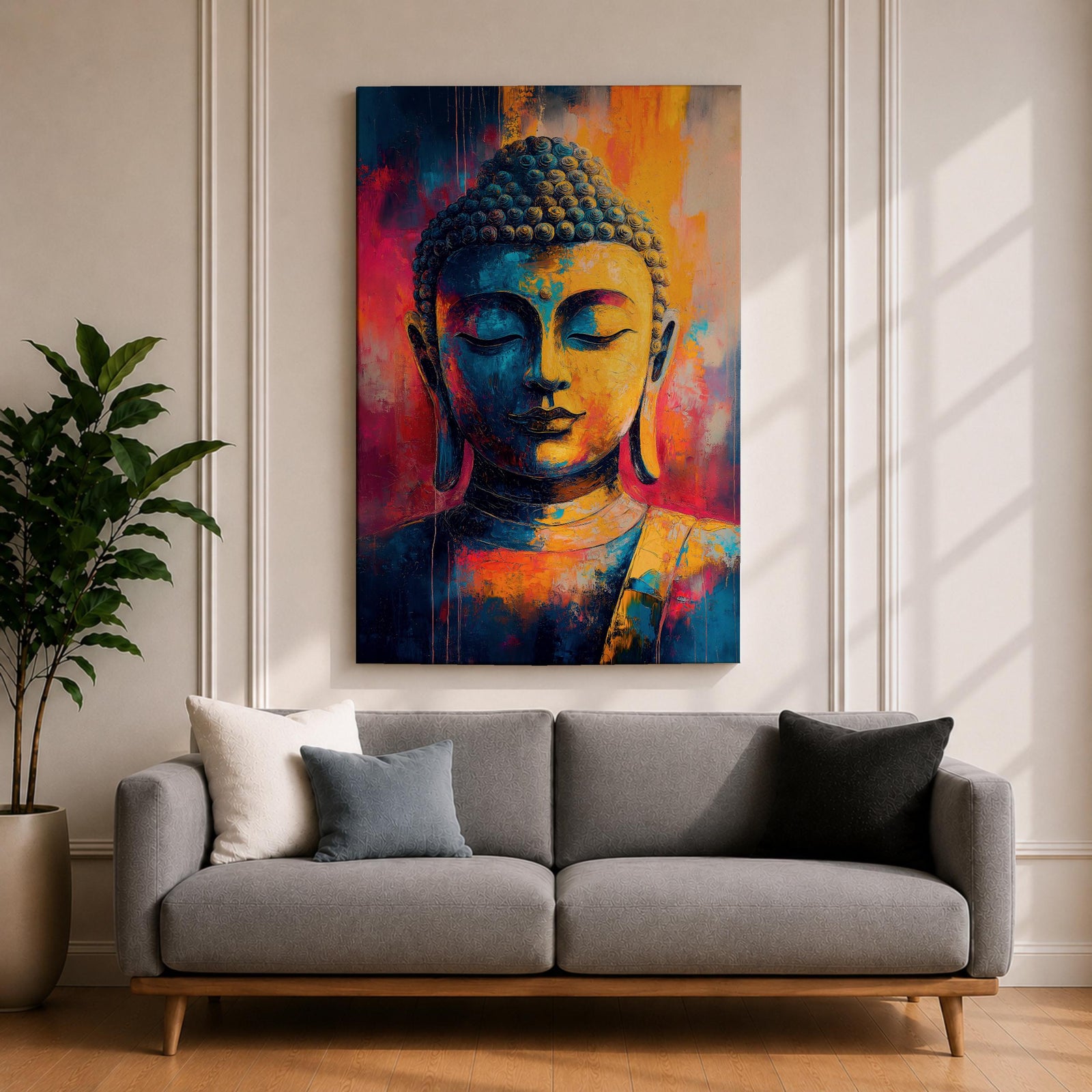 Buddha Buddhist Wall Art Gautama Shakyamuni Abstract Zen Gift Yoga Studio Room Home Decor
