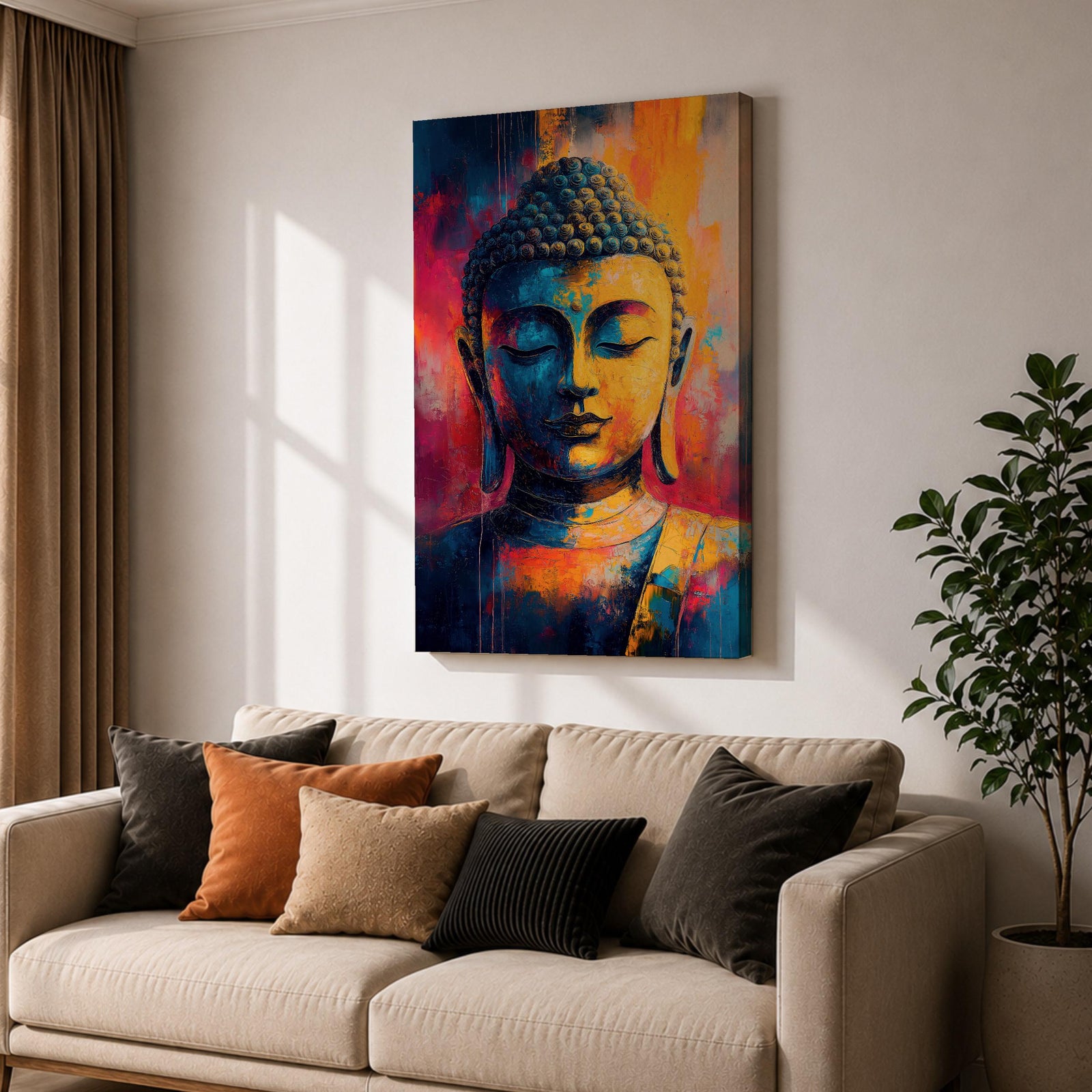Buddha Buddhist Wall Art Gautama Shakyamuni Abstract Zen Gift Yoga Studio Room Home Decor