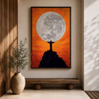 Illustration of Christ the Redeemer statue standing atop Corcovado mountain in Rio de Janeiro with arms outstretched, overlooking the landscape as warm sunset light fills the sky behind the monumental figure, rendered with soft shading and glowing tones in a devotional composition centered on the iconic Brazilian Catholic landmark.