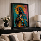 La Virgen Morena Wall Art Virgin of Guadalupe Framed Canvas Mexican Catholic Religious Decor
