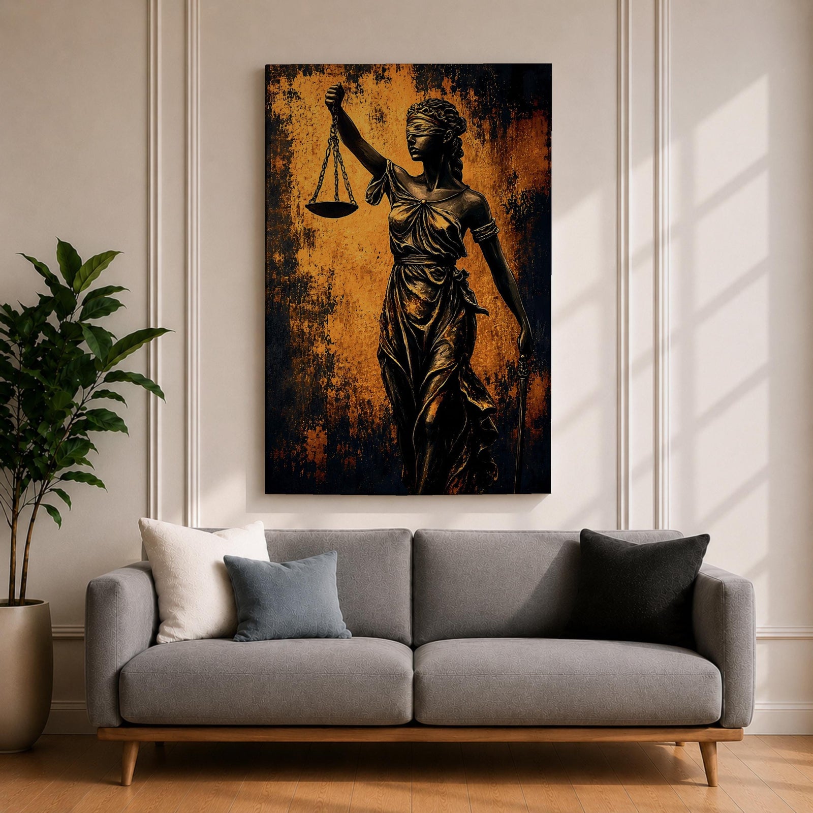 Lady Justice Wall Art Legal Symbol Scales Abstract Modern Gift Law Office Home Decor