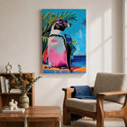 Penguin Tropical Bird Animal Wall Art Poolside Abstract Gift Living Room Office Home Decor