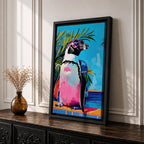 Penguin Tropical Bird Animal Wall Art Poolside Abstract Gift Living Room Office Home Decor