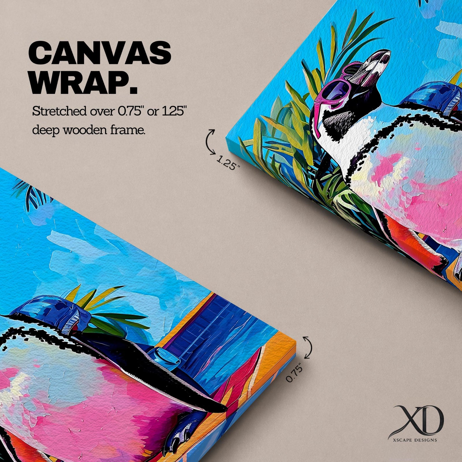Penguin Tropical Bird Animal Wall Art Poolside Abstract Gift Living Room Office Home Decor