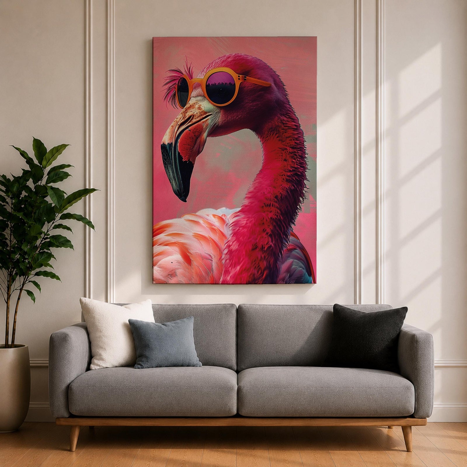 Flamingo Tropical Bird Wall Art Pink Flamingo Animal Symbol Gift Living Room Home Decor