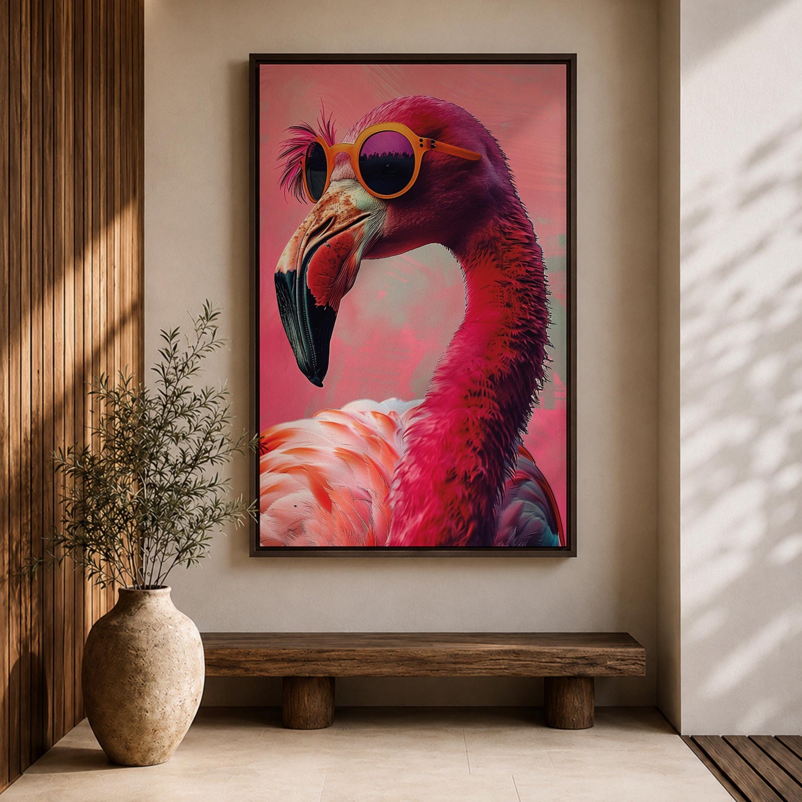 Flamingo Tropical Bird Wall Art Pink Flamingo Animal Symbol Gift Living Room Home Decor