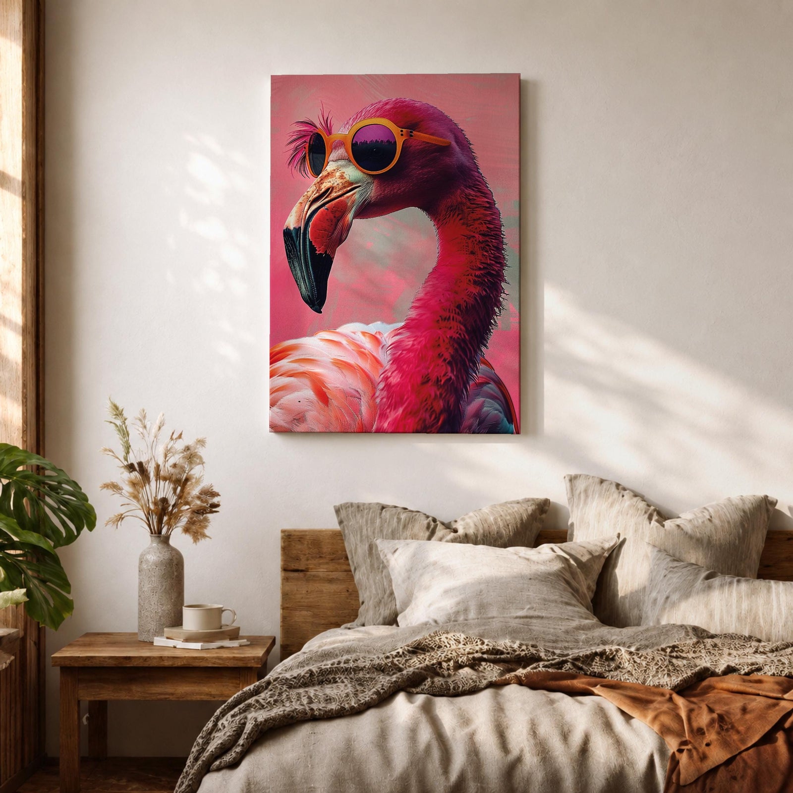 Flamingo Tropical Bird Wall Art Pink Flamingo Animal Symbol Gift Living Room Home Decor