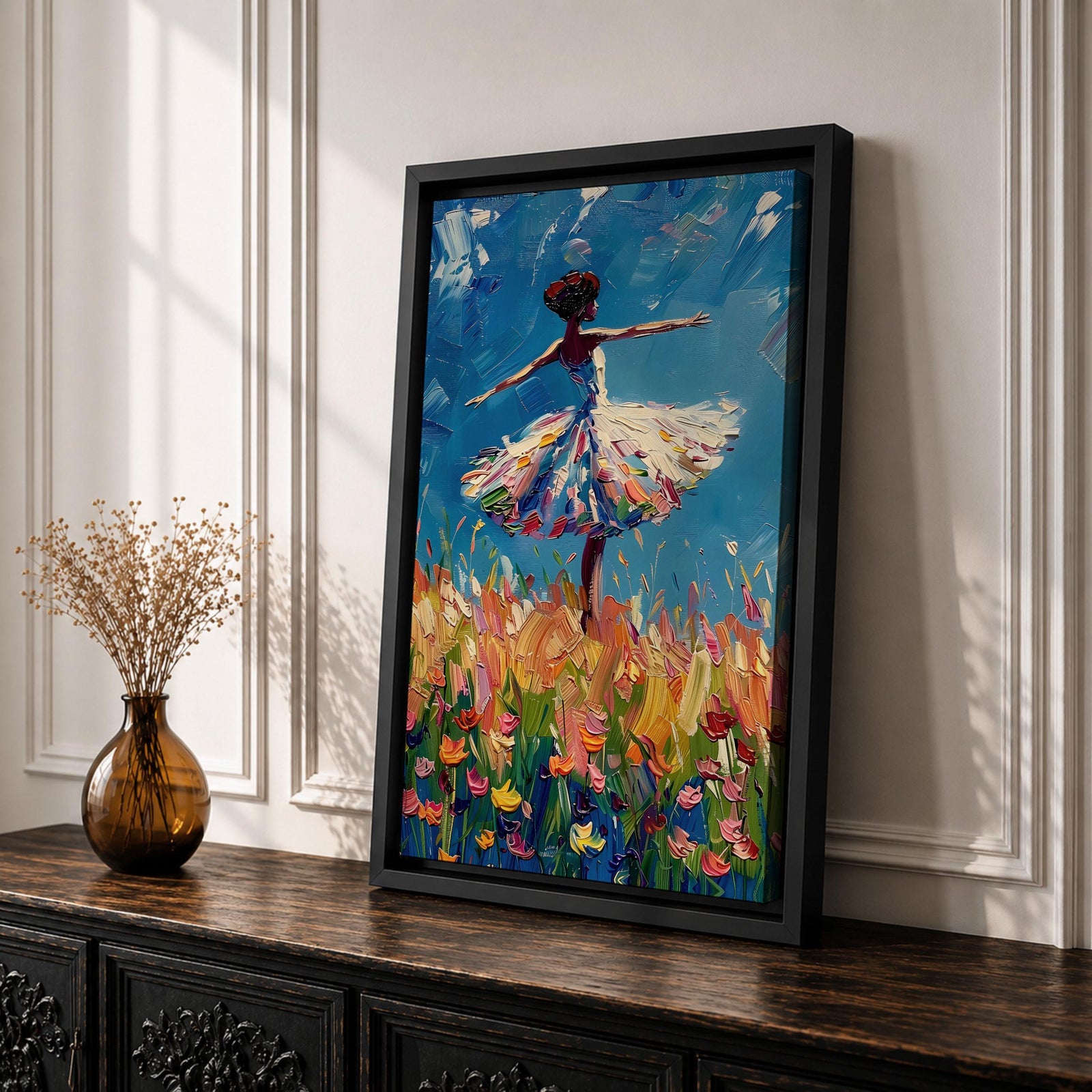 Ballerina Ballet Wall Art Dance Figure Floral Abstract Gift Living Room Bedroom Home Decor