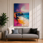 Coastal Cliffs Seascape Wall Art Ocean Coast View Abstract Gift Living Room Home Decor