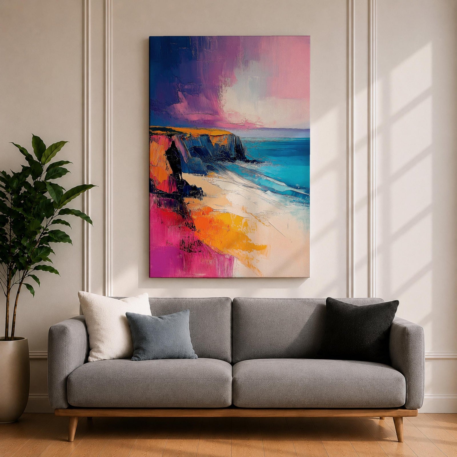 Coastal Cliffs Seascape Wall Art Ocean Coast View Abstract Gift Living Room Home Decor