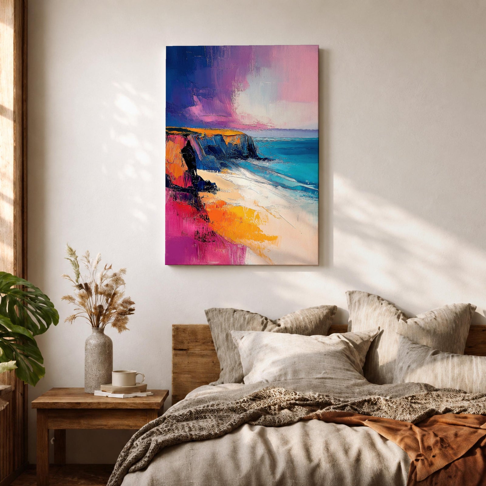 Coastal Cliffs Seascape Wall Art Ocean Coast View Abstract Gift Living Room Home Decor