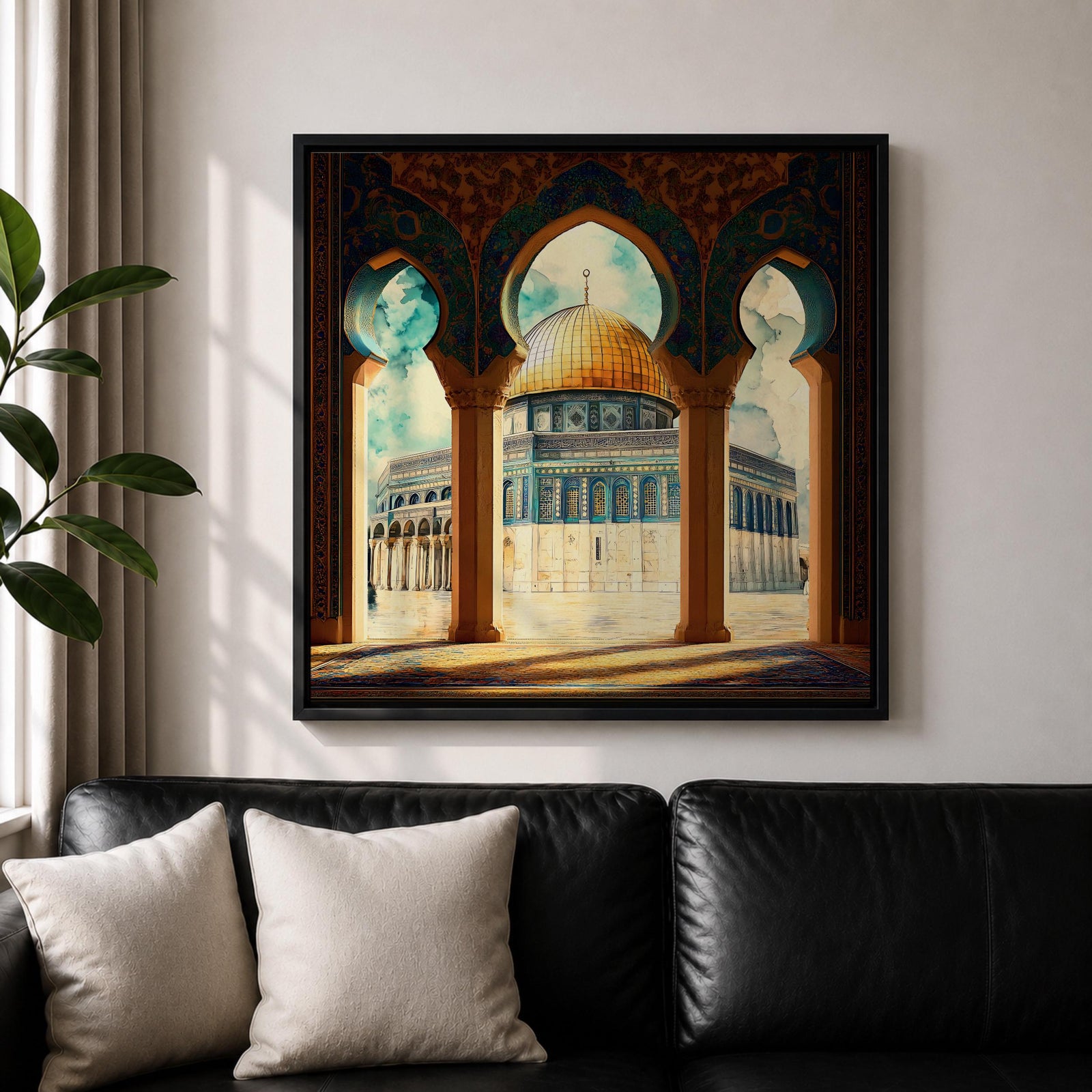 Masjid Al Aqsa Wall Art Arch View Framed Canvas Jerusalem Islamic Mosque Home Decor