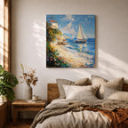 Sailboat Seascape Wall Art Coastal Nautical Framed Canvas Ocean Landscape Beach House Decor