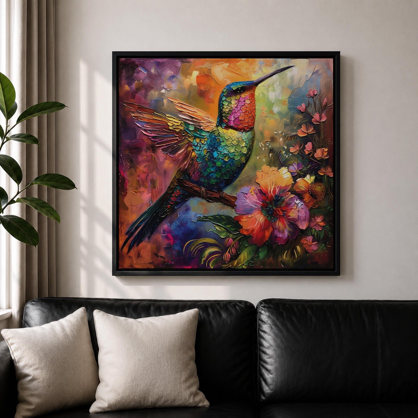 Hummingbird Wall Art Colibri Bird Framed Canvas Botanical Animal Tropical Nature Lover Decor