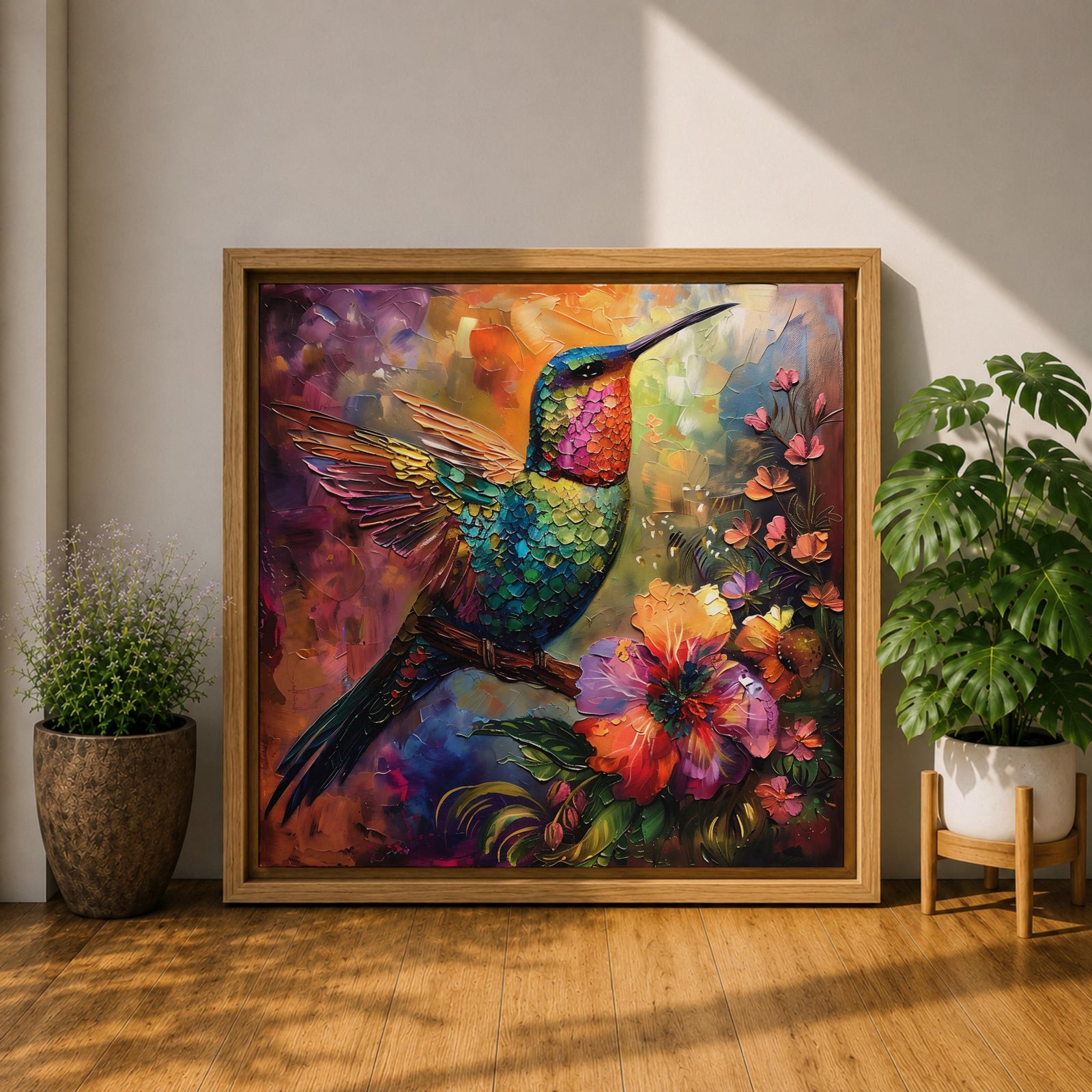 Hummingbird Wall Art Colibri Bird Framed Canvas Botanical Animal Tropical Nature Lover Decor