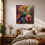Hummingbird Wall Art Colibri Bird Framed Canvas Botanical Animal Tropical Nature Lover Decor