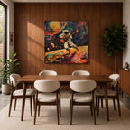 Astronaut Wall Art Space Guitarist Framed Canvas Guitar Player Impasto Music Studio Decor