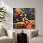Astronaut Wall Art Space Guitarist Framed Canvas Guitar Player Impasto Music Studio Decor