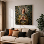 Immaculate Heart of Mary Wall Art Blessed Mother Framed Canvas Mosaic Catholic Home Decor