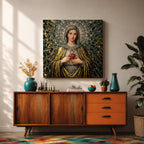 Immaculate Heart of Mary Wall Art Blessed Mother Framed Canvas Mosaic Catholic Home Decor
