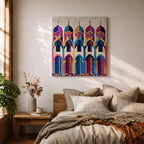 Islamic Mosaic Wall Art Mosque Arches Framed Canvas Arabic Geometric Modern Muslim Home Decor
