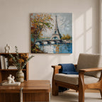 Eiffel Tower Wall Art Paris Landmark Framed Canvas France Impasto City Housewarming Decor