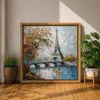 Eiffel Tower Wall Art Paris Landmark Framed Canvas France Impasto City Housewarming Decor