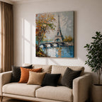 Eiffel Tower Wall Art Paris Landmark Framed Canvas France Impasto City Housewarming Decor