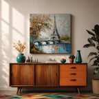 Eiffel Tower Wall Art Paris Landmark Framed Canvas France Impasto City Housewarming Decor