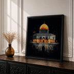 Dome of the Rock Wall Art Night View Framed Canvas Qubbat Sakhra Islamic Decor