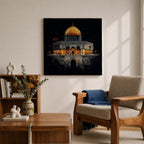 Dome of the Rock Wall Art Night View Framed Canvas Qubbat Sakhra Islamic Decor