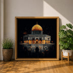 Dome of the Rock Wall Art Night View Framed Canvas Qubbat Sakhra Islamic Decor