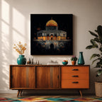 Dome of the Rock Wall Art Night View Framed Canvas Qubbat Sakhra Islamic Decor